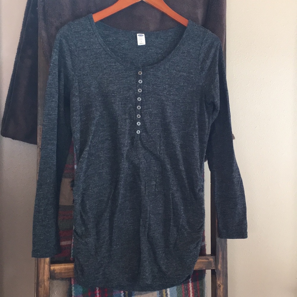 Heathered charcoal maternity Henley Old Navy